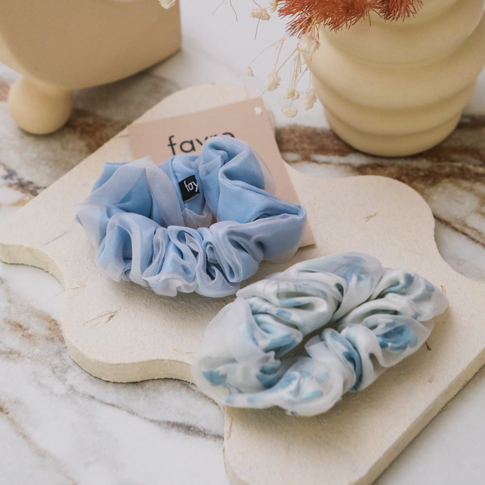 Fayre Organza Silk Scrunchie Duo