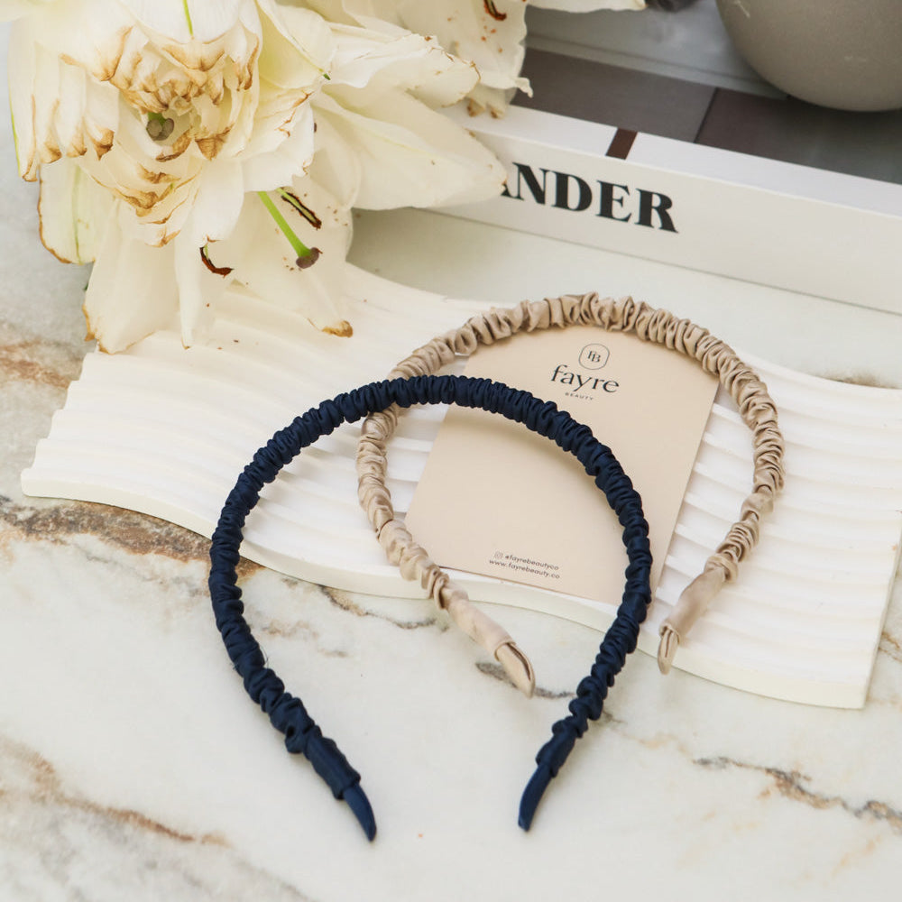 Fayre Silk Thin Ruched Hairband