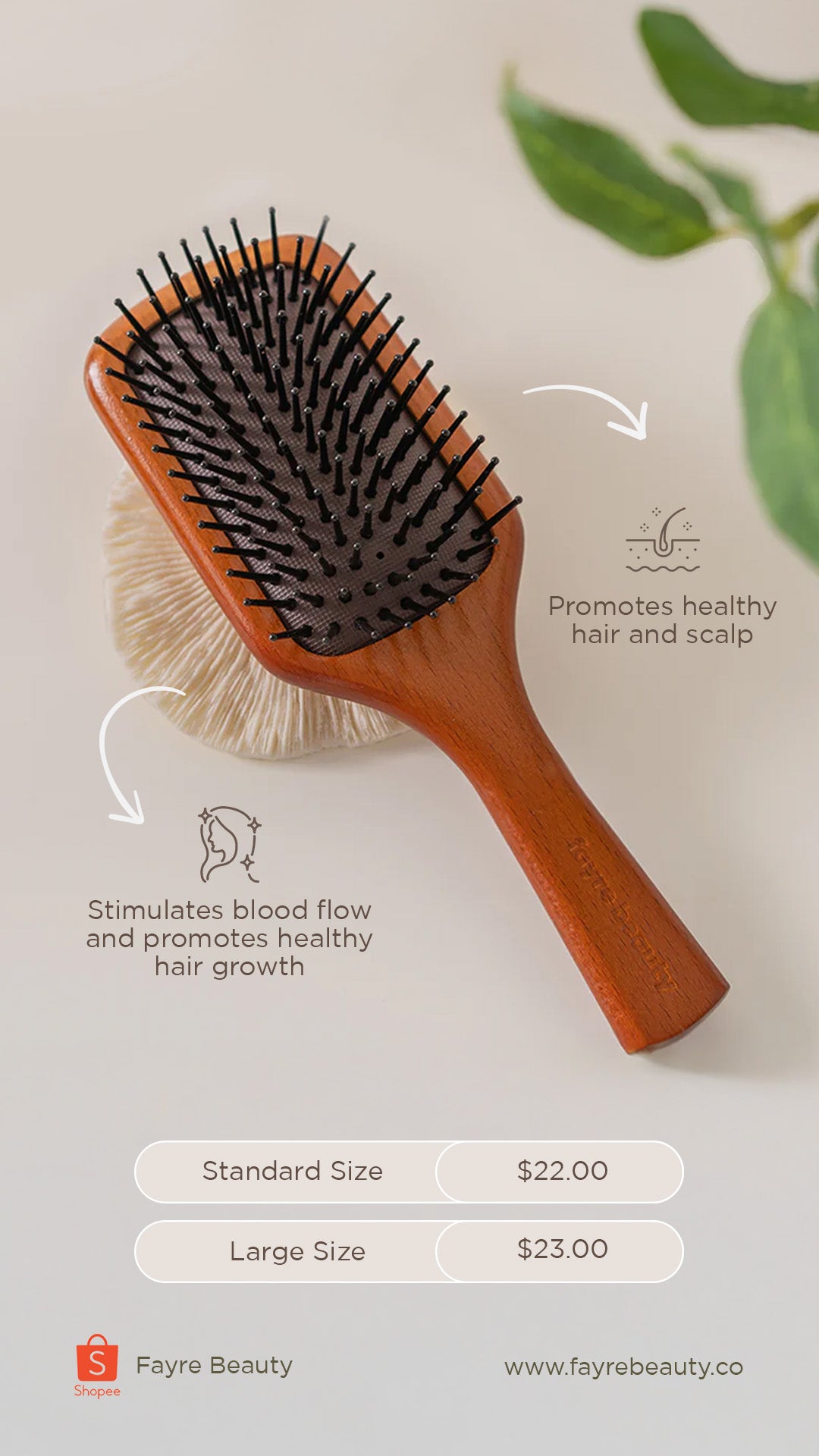Fayre Wooden Paddle Brush