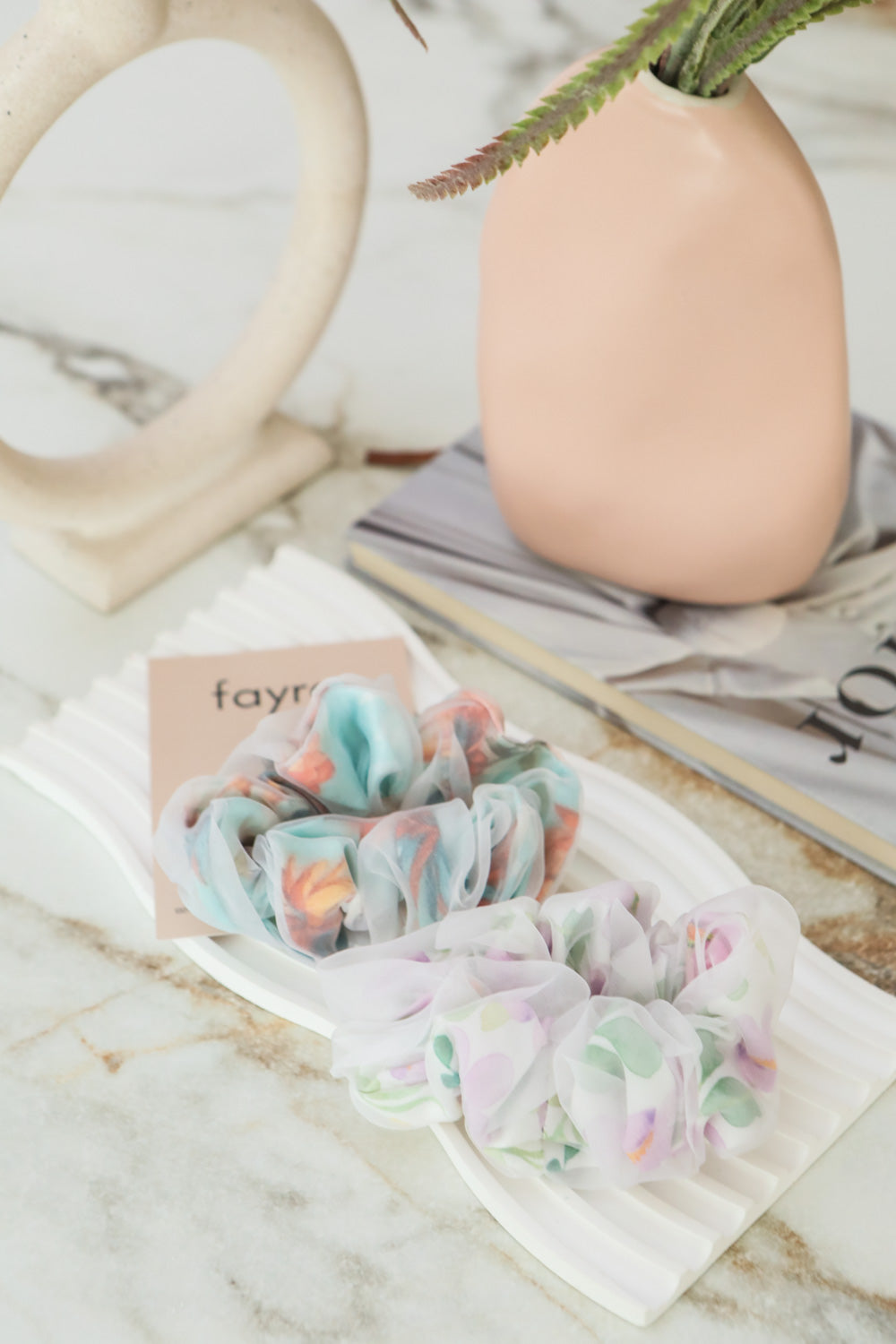Fayre Organza Silk Scrunchie Duo
