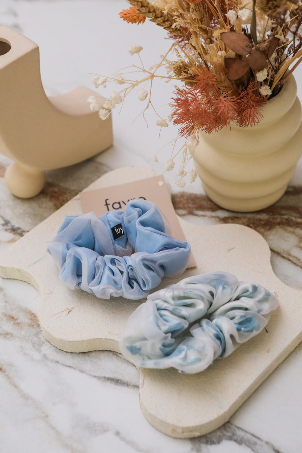 Fayre Organza Silk Scrunchie Duo