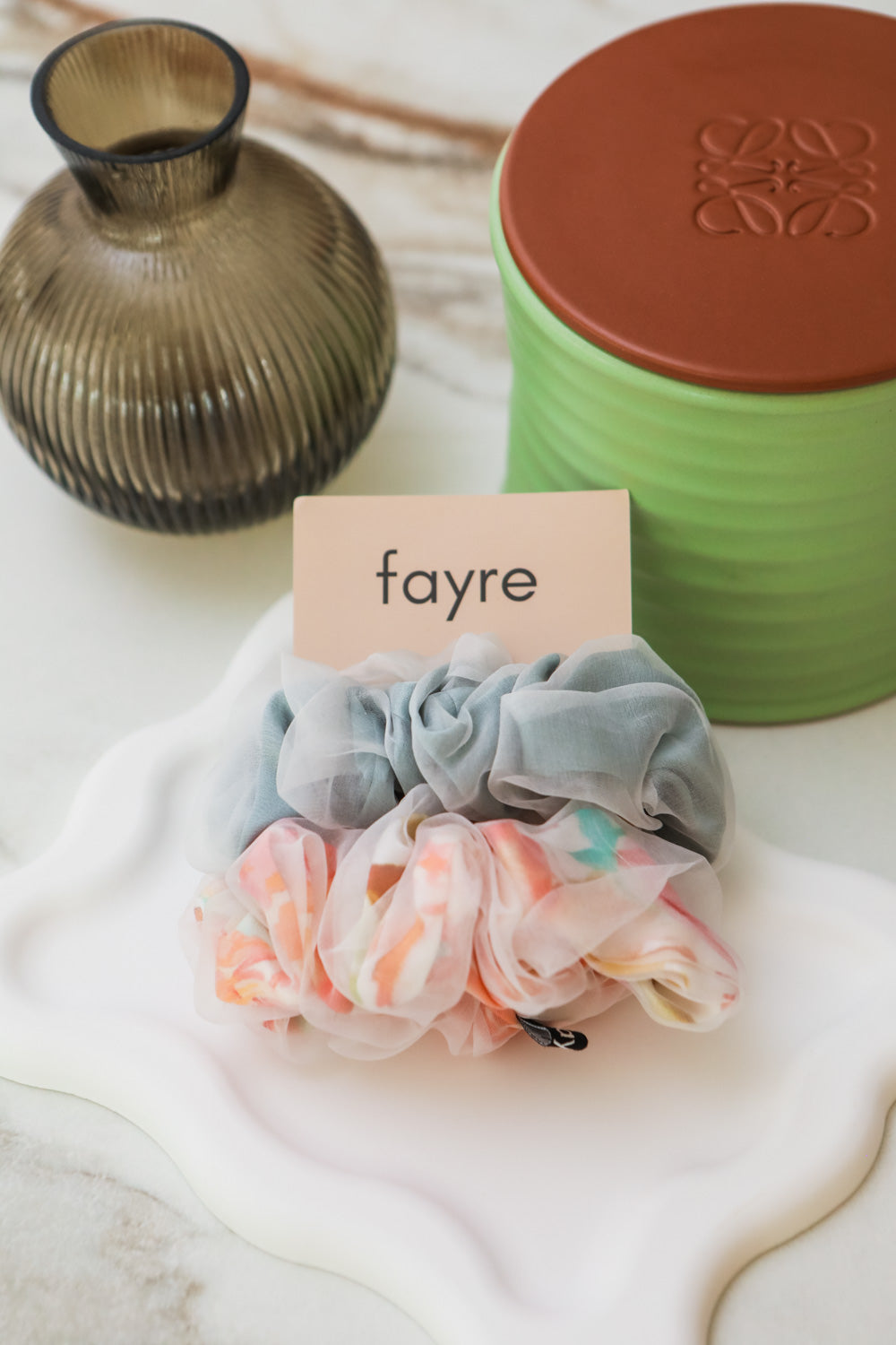 Fayre Organza Silk Scrunchie Duo