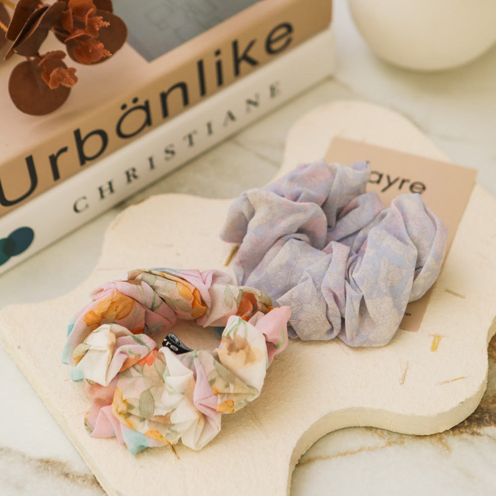 Fayre Silk Chiffon Scrunchie Duo