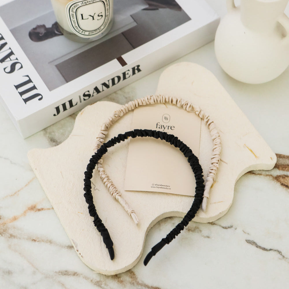 Fayre Silk Thin Ruched Hairband