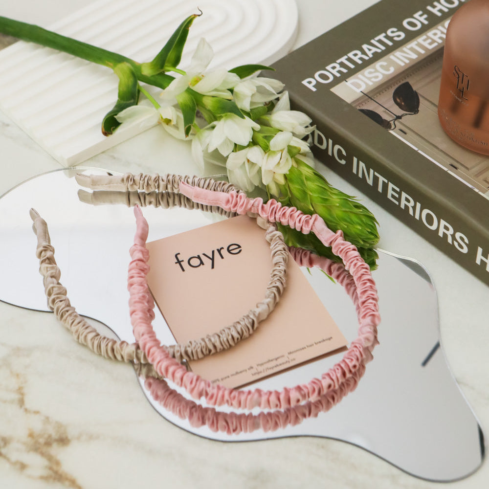 Fayre Silk Thin Ruched Hairband