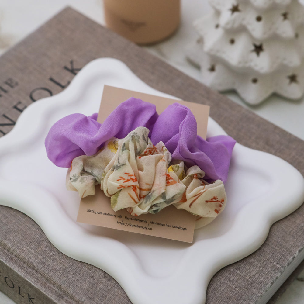 Fayre Silk Chiffon Scrunchie Duo
