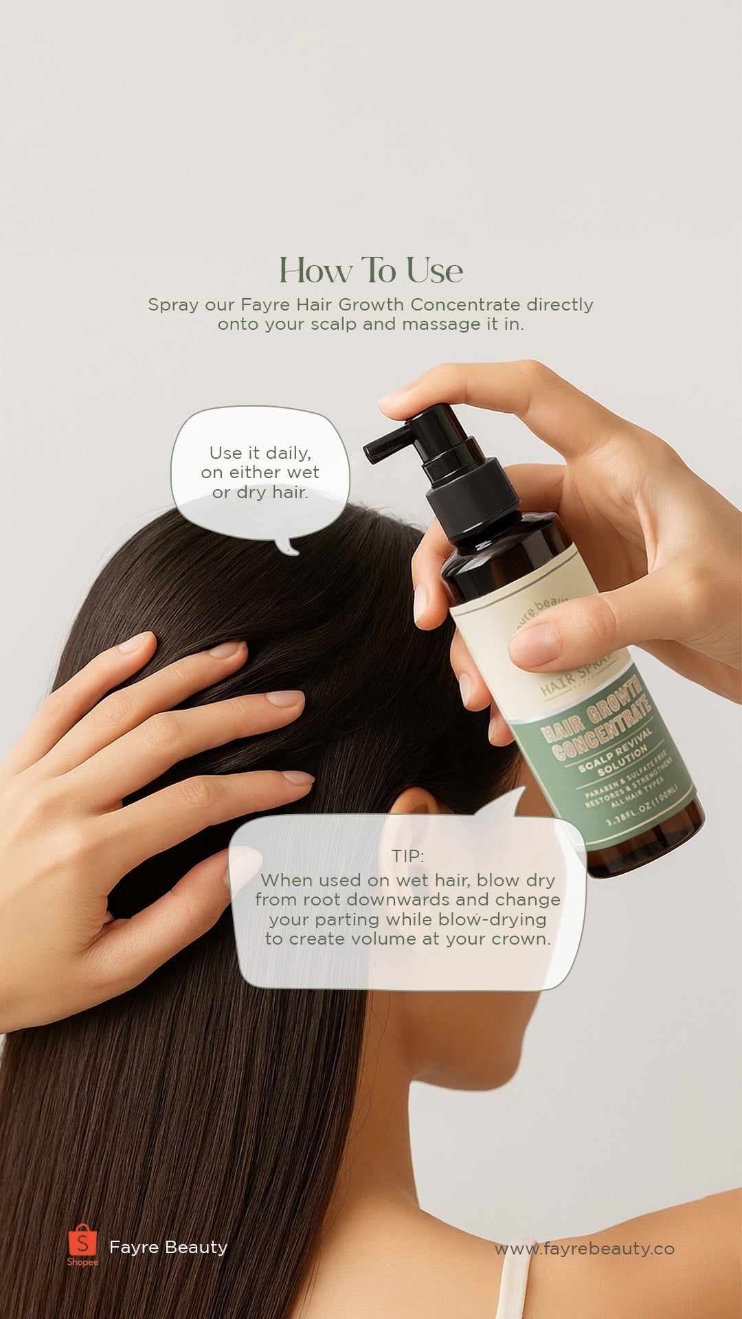 Fayre Hair Growth Concentrate + Paddle Brush Promo Bundle