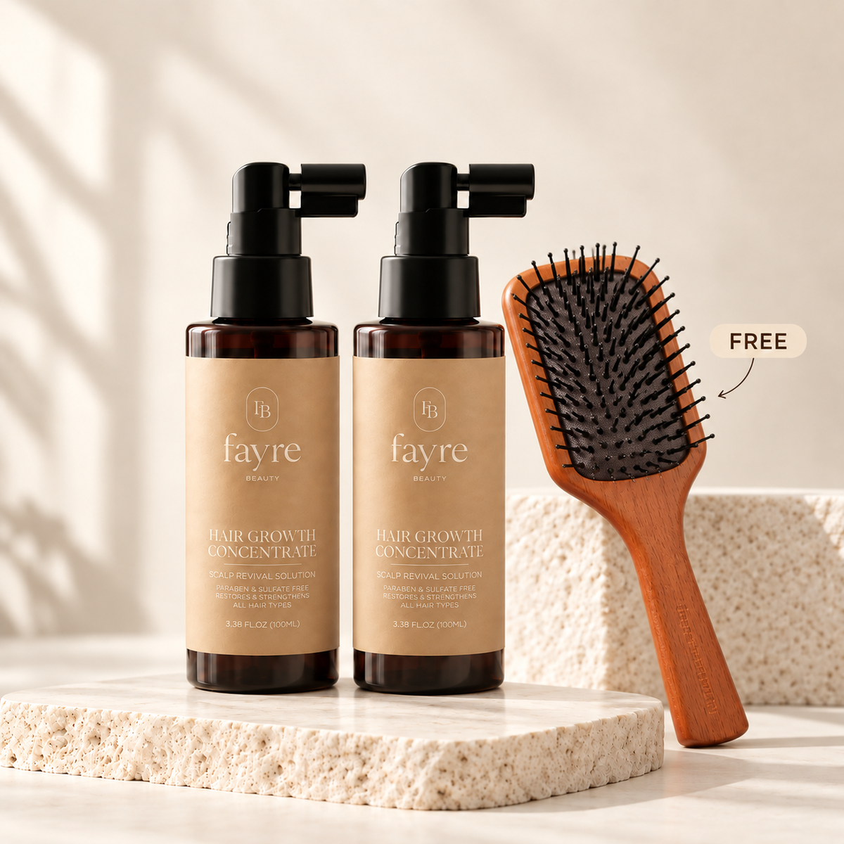 Fayre Hair Growth Concentrate + Paddle Brush Promo Bundle