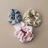 Fayre Silk Scrunchie In Lace & Pearl Set