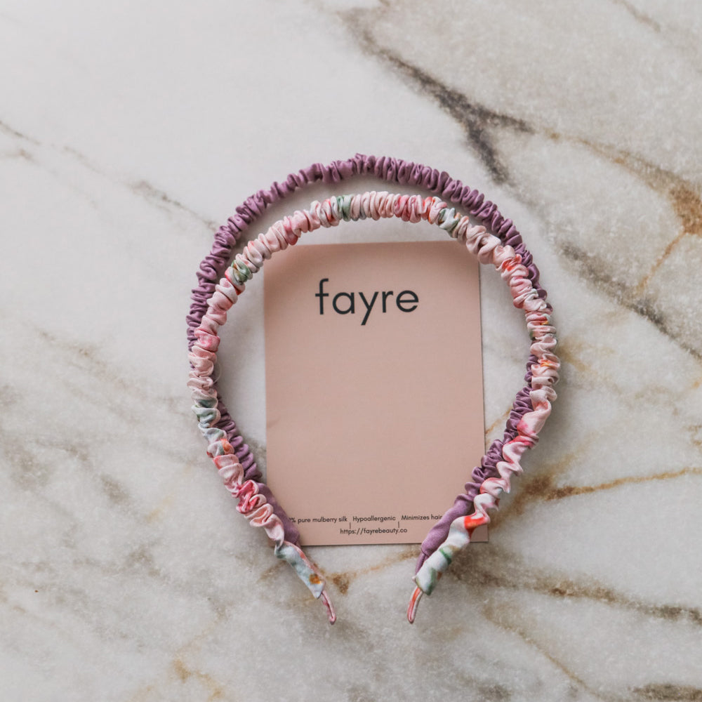 Fayre Silk Thin Ruched Hairband