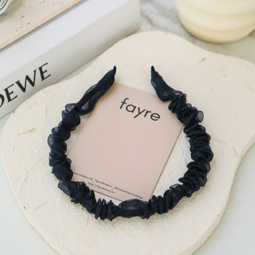 Fayre Silk Thin Ruched Hairband